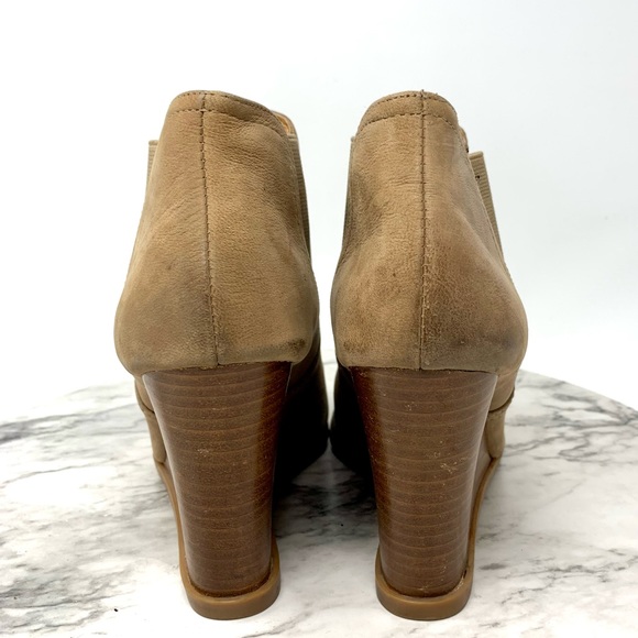 Audrey Brooke Cindy Wedge Brown Chelsea Boots 7.5 leather classic Academia chic - Picture 5 of 16